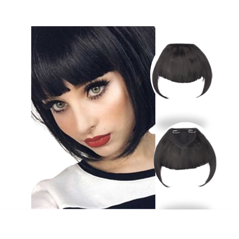 Aplique Cabelo Franja Preto Liso Tic Tac Top Bio Humano Premium
