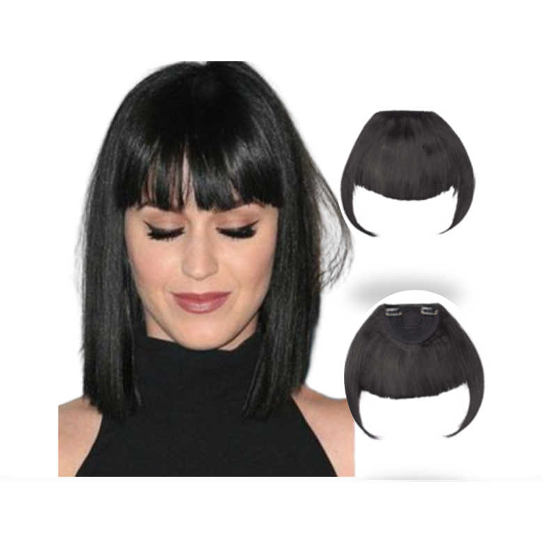 Cabelo Tic Tac Franja Preto Liso Aplique 100% Bio Humano