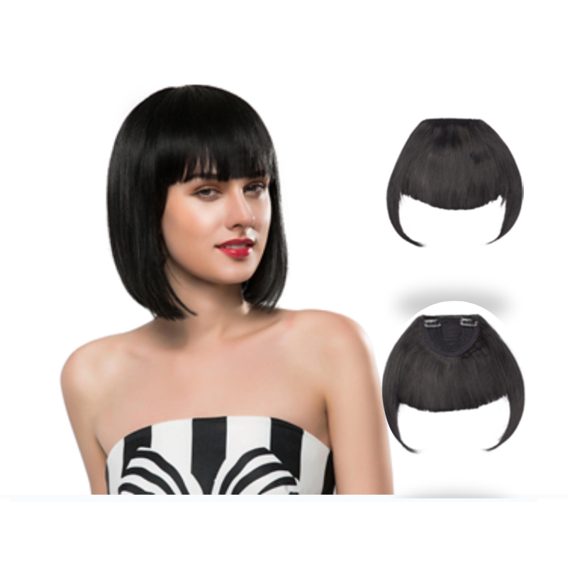 Cabelo Tic Tac Idêntico ao Humano Aplique Franja Preto Liso Mega Hair