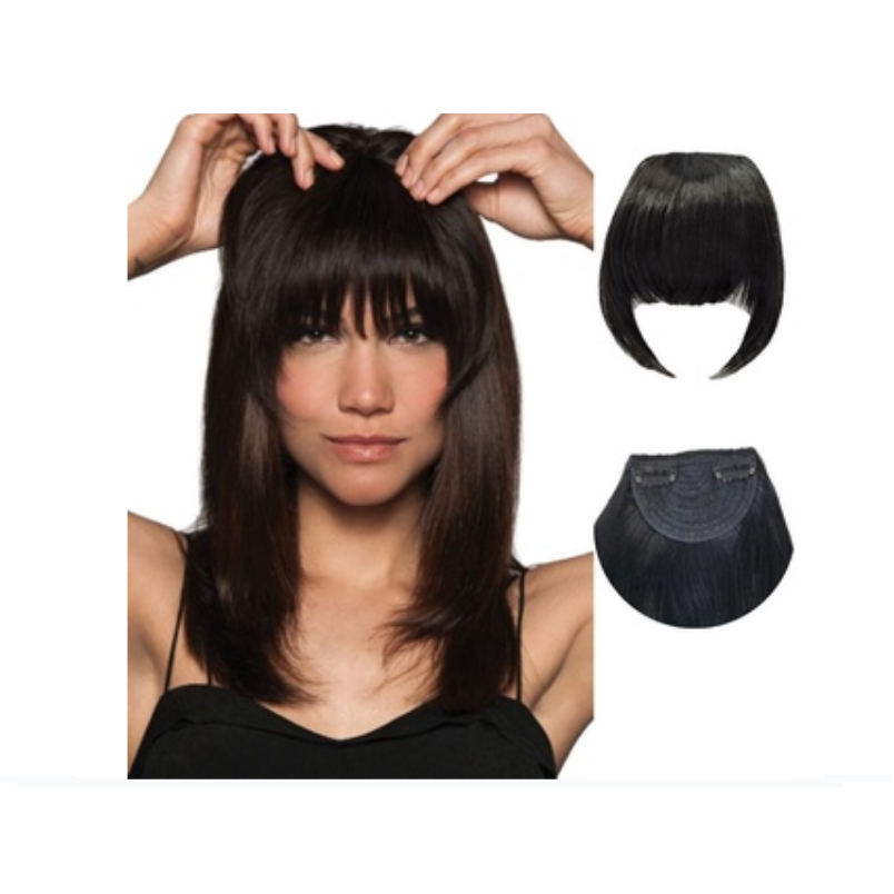 Aplique Cabelo Franja Bio Humano Tic Tac Cor 1# Preto Liso