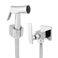 Ducha Higiênica Quadrada Alavanca C73 para Banheiro / Lavabo Flexível 1,20m Metal Inox 1/4V Luxo