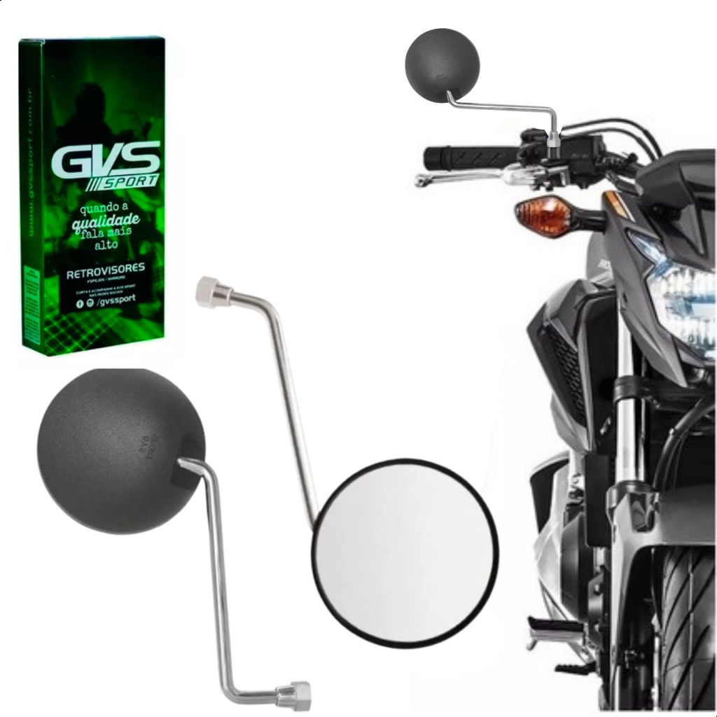 Retrovisor Gvs Moto Dt200 Haste Cromada Para Honda em Oferta na Shopee