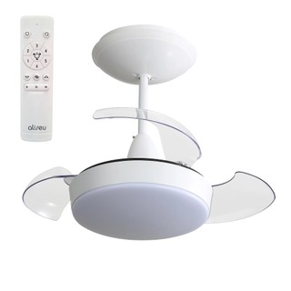 Ventilador De Teto Aliseu Retrátil Pro - Branco - Bivolt - Controle Remoto - Motor Inverter - Luminária LED integrada