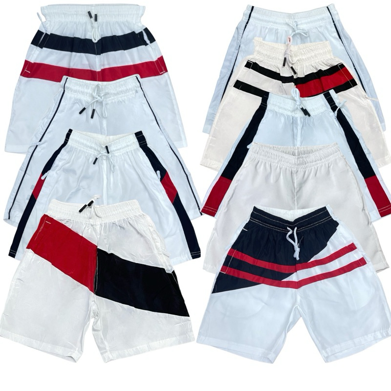 Kit De 3 Peças Short Impermeável Menino Infantil Tactel Com Elástico Cor Branca S.M