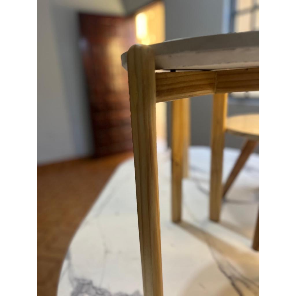 Kit Trio Jogo de Mesinhas Lateral Redondas Sala Pé Palito Retro