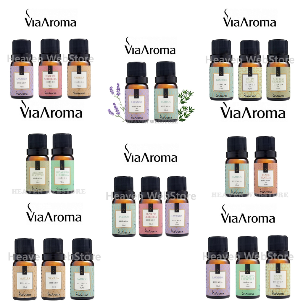 Kit 2 ou 3 und Essência Via Aroma Linha Clássica 10ml - Escolha o seu - p/ Aromatizador