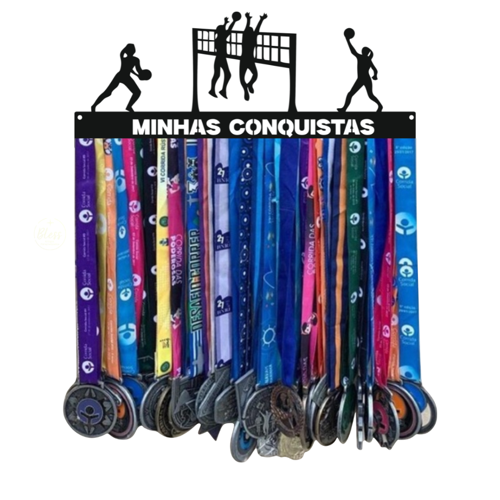 Porta Medalhas Volei Feminino minhas conquistas quadro decorativo VAZADO