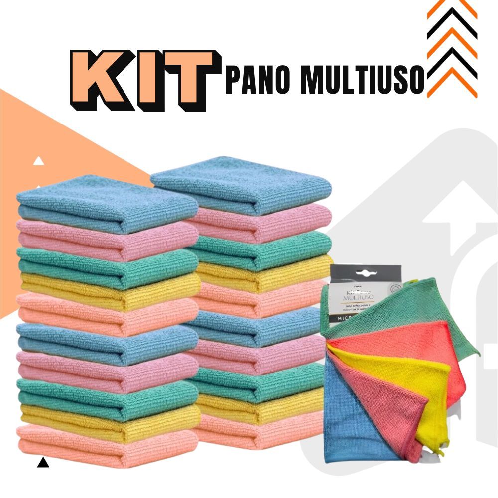 Kit Panos De Limpeza Microfibra Alta Absorção Multiuso - 3/5/6/9/10/12/15/20 Peças
