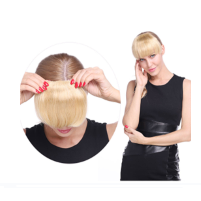 Aplique 100% Bio Humano Cabelo Franja Loiro Pérola Liso Tic Tac