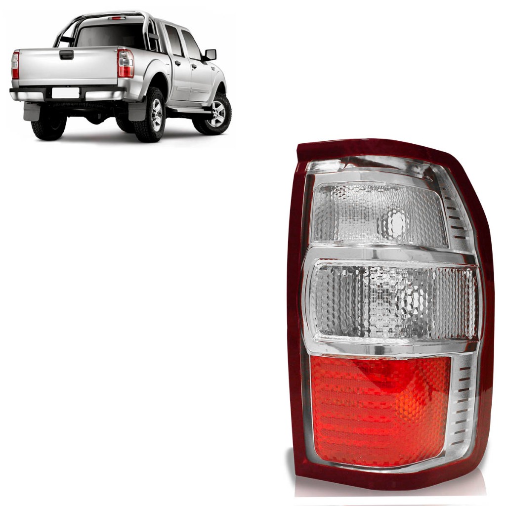 Lanterna Traseira Ranger 2010 2011 2012 Bicolor Lente Estriada Acrilico - Spare Parts and Accessories for Vehicles