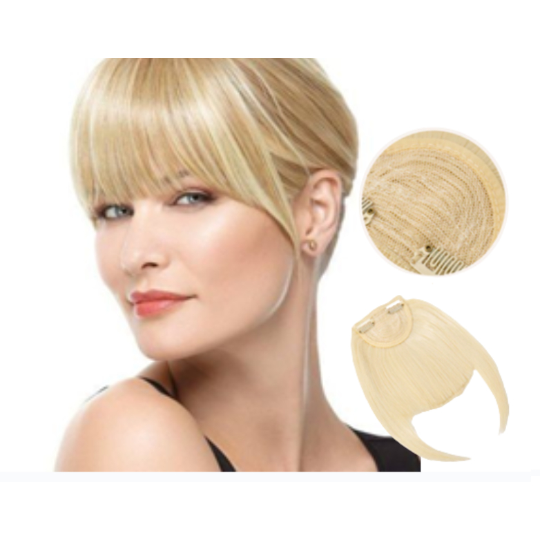 Aplique Cabelo Presilha Tic Tac Franja Loiro Liso Idêntico Humano Premium