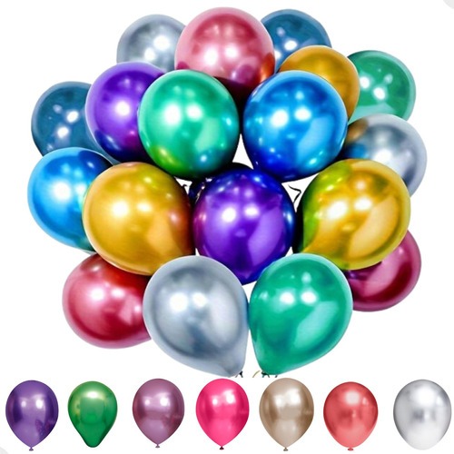 Balão Bexiga Metalizado 50 Unidades 10 Polegadas - Diversas Cores — imagem 2 de 2
