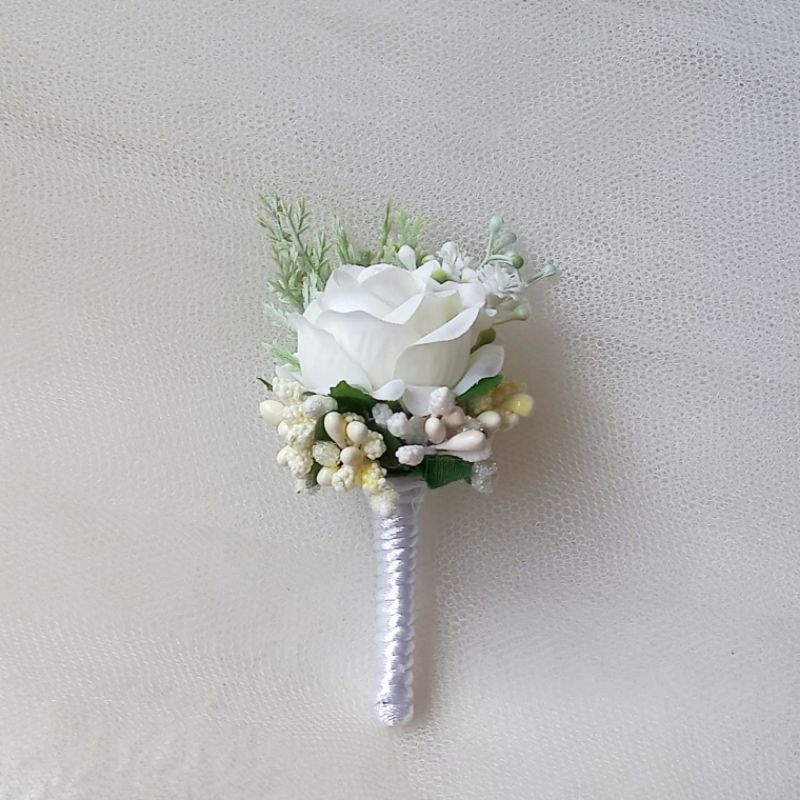 Flor de Lapela Branca, Flor de Lapela para Noivo Pais Padrinhos