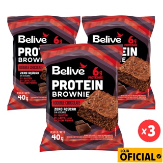 Kit 3 Brownies Protein Double Chocolate Zero Açúcar Sem Glúten Belive em Oferta na Shopee