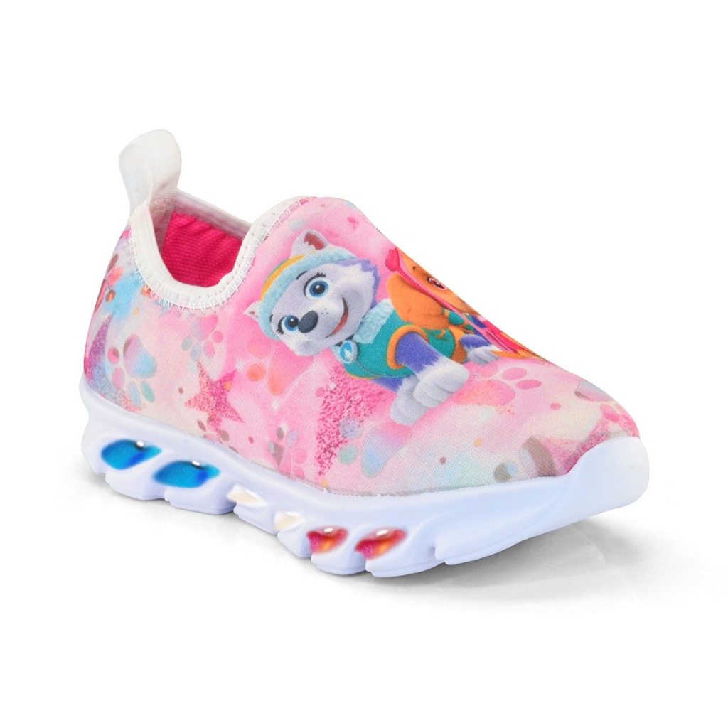 Tenis de led Infantil Meninas Slip On Skye patrulha canina Calce Facil