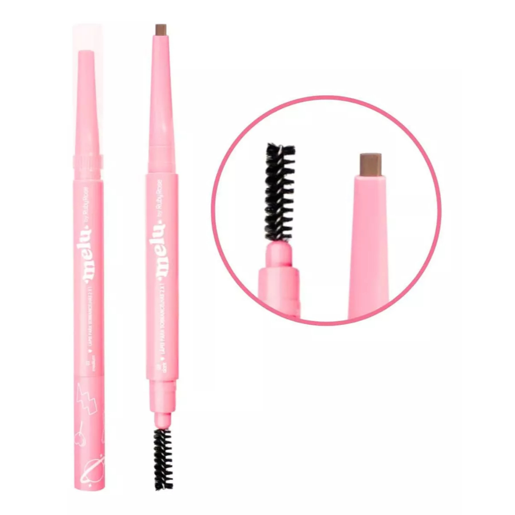 Lápis Duo para Sobrancelhas 2x1 Lápis 2 em 1 PONTA RETA Melu by Ruby Rose RR-2403