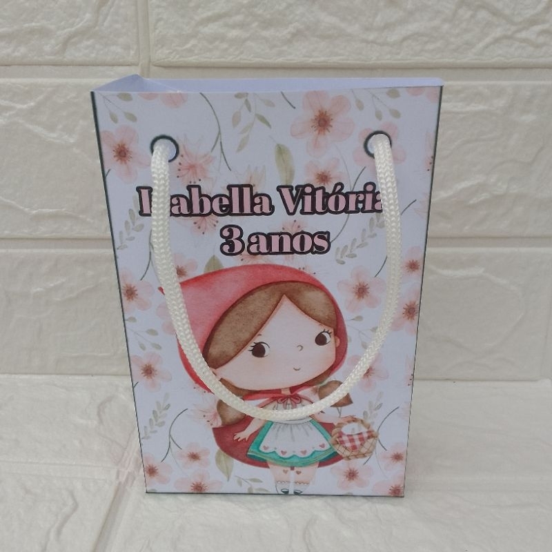 sacolinha personalizada chapeuzinho vermelho aquarela | lembrancinhas | aniversário | festa infantil