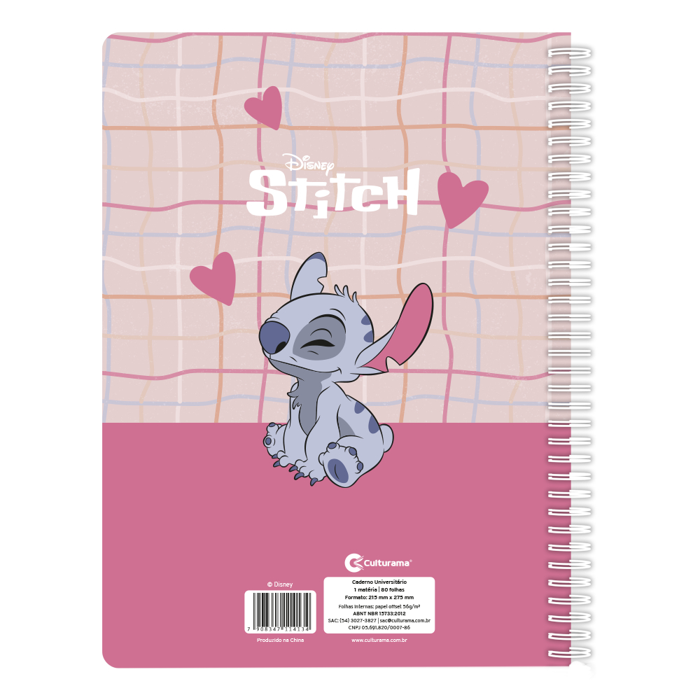 Caderno Stitch Universitário de 1 Matéria 80 Folhas Culturama