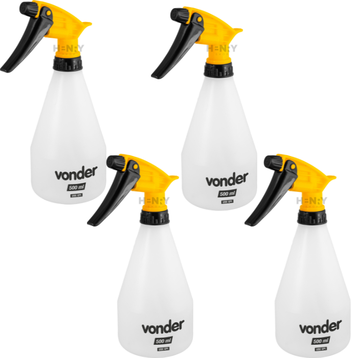 Kit com 4 Borrifador Manual Pulverizador Vonder 500ml Regulável em Spray Jato ou Névoa Jardim, Faxina e Estética Automot em Oferta na Shopee