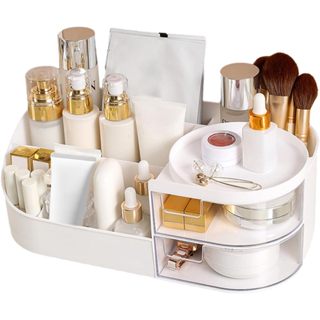 Organizador Multiuso Maquiagem Pincéis Cosmético Escritório 2 Gavetas 7 Compartimentos Branco em Oferta na Shopee