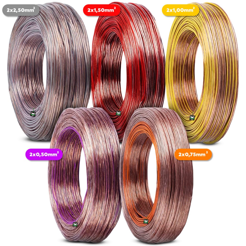 Rolo Fio Cabo Automotivo Paralelo Cristal Cobre Som Alto Falante Bicolor 100m em Oferta na Shopee