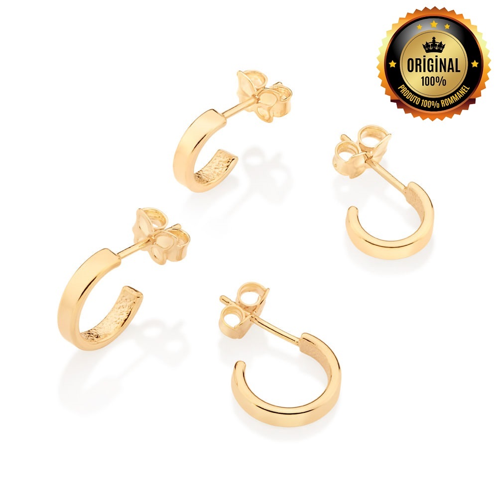 Kit Brincos Rommanel 2 pares Meia Argola lisa Ana Hickman 527014 em Oferta na Shopee