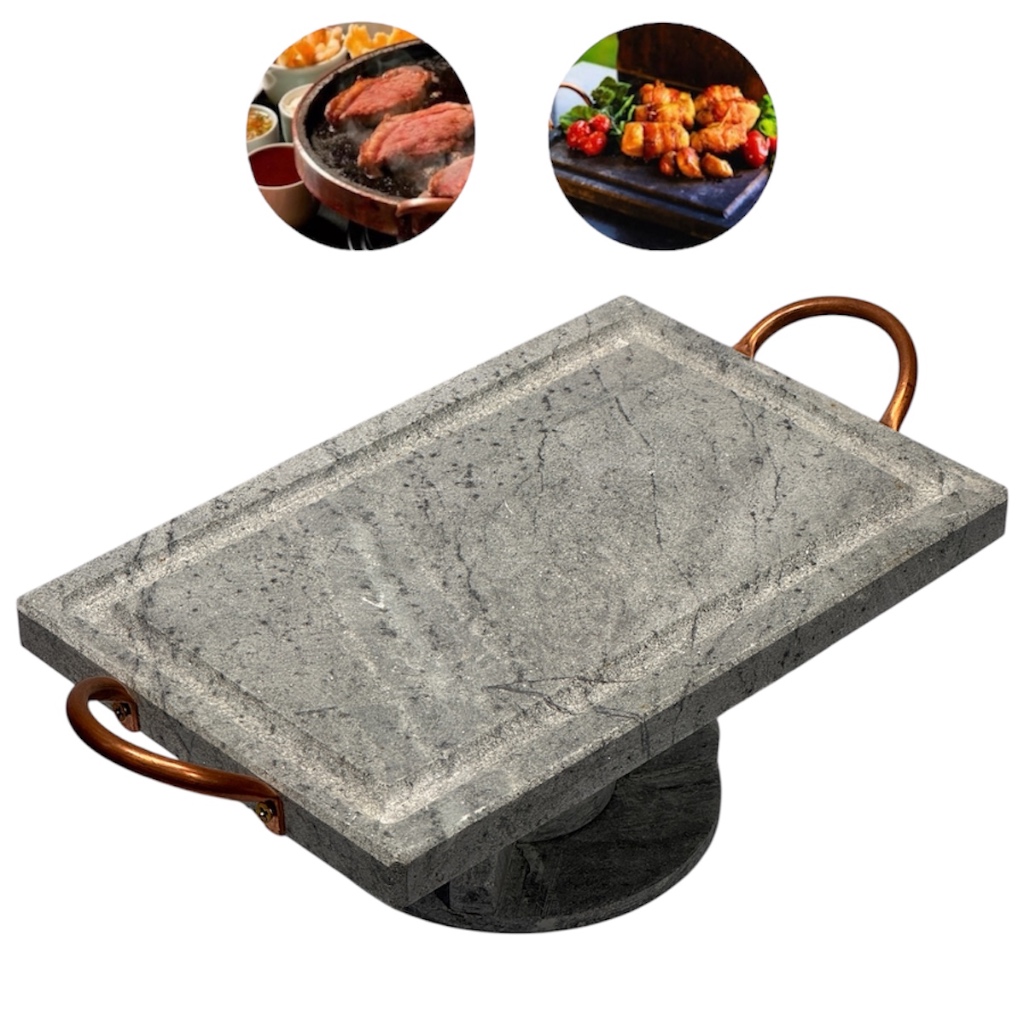Grelha Para Carne Churrasco 30 Cm Pedra Sabão Com Rechaud Fogareiro