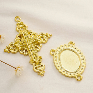 5 Entremeio Personalizável Para Terço + 5 Crucifixo 6x4,3 cm Dourado Latonado Alta Qualidade Asas da Fé em Oferta na Shopee