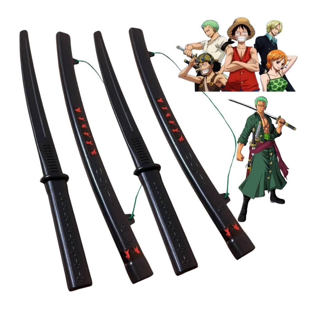 Kit 2 Espada Zoro De Brinquedo Wado Ichimonji Zoro One Piece Infantil Cosplay Bainha Corda Plástico