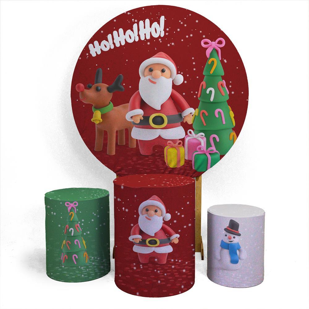 Painel Redondo + Trio de Cilindro Capas Sublimados Feliz Natal!!!
