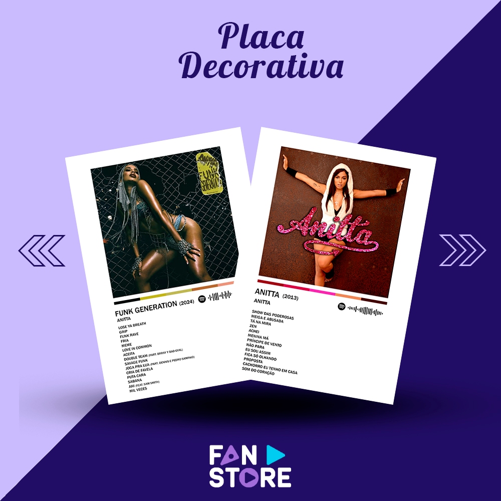 Quadro/Placa Decorativa Álbuns Anitta (Fan Made)