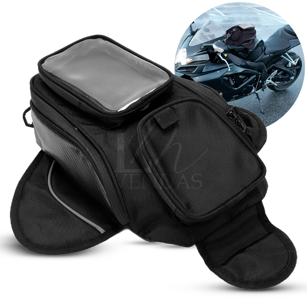 Bolsa Bag Alforge Tanque Moto Saco Imã Alças Fortes Mala Universal De Tanque Da Moto Com Imã Preto
