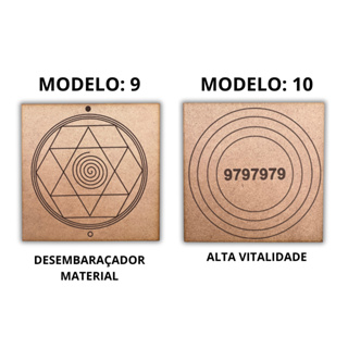Kit 2 Gráficos Radiônicos MDF 3mm 20x20cm - Radiestesia - Modelos 9 e 10 (Desembaraçador Material e Alta Vitalidade) em Oferta na Shopee