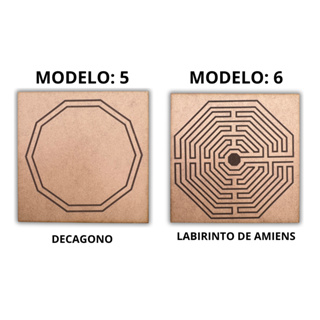 Kit 2 Gráficos Radiônicos MDF CRU 3mm 20x20cm - Radiestesia - Modelos 5 e 6 (Decágono e Labirinto de Amiens) em Oferta na Shopee