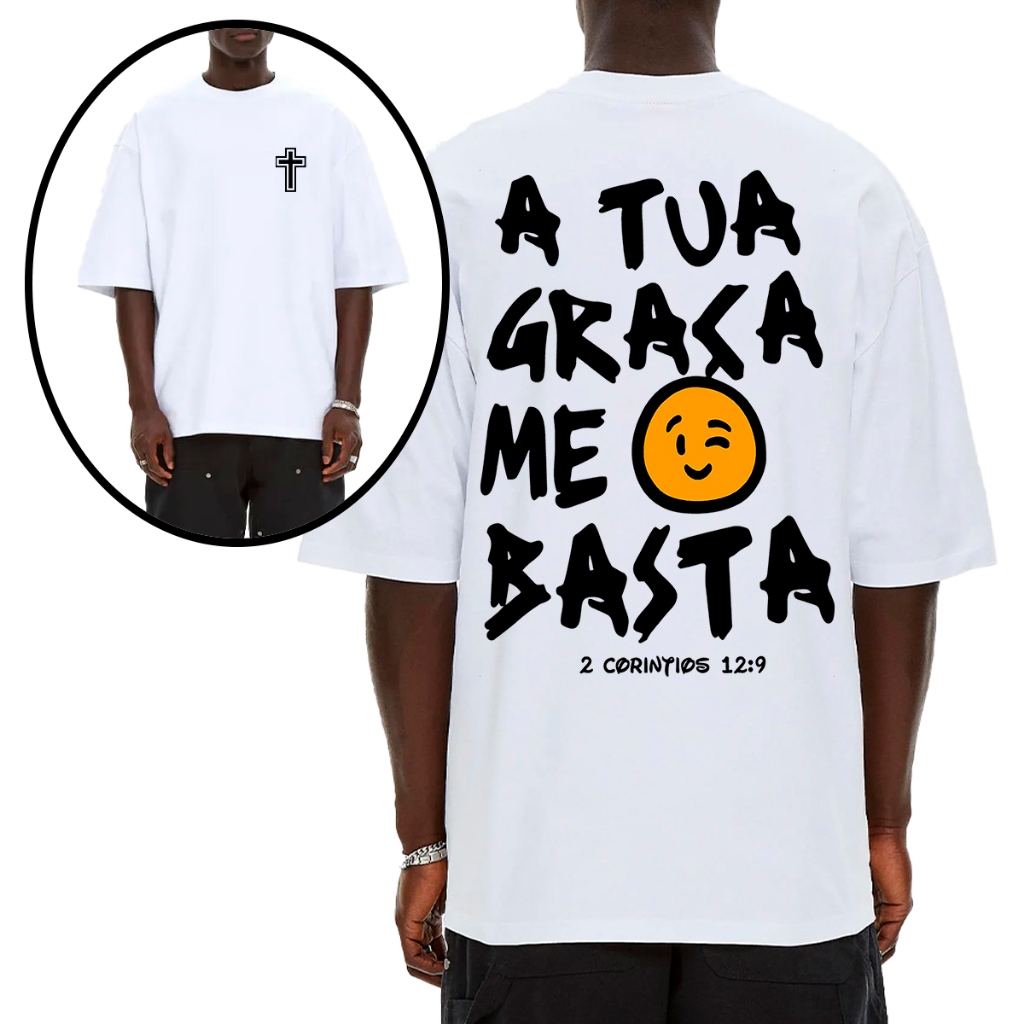 Camiseta T-shirt ou Oversized Masculina Estampa Cristã Jesus Moda Gospel Fé Malha Premium em Oferta na Shopee