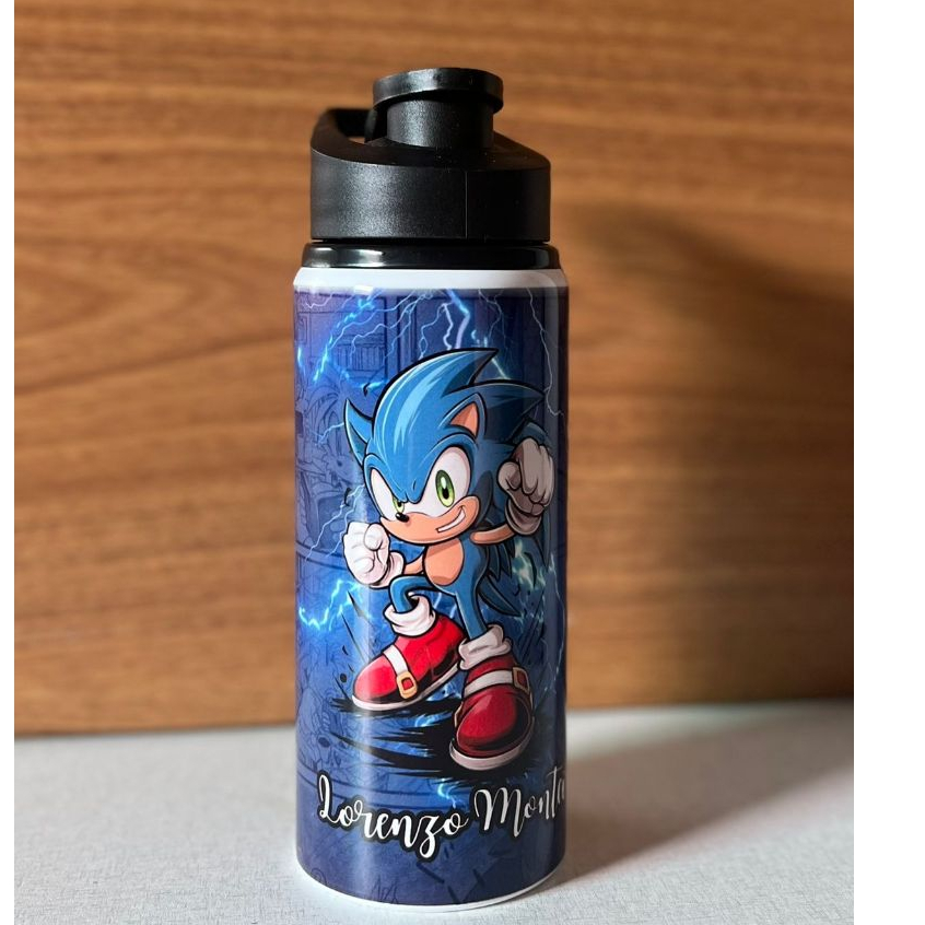 Garrafinha Sonic Personalizada Squeeze sonic personalizada com nome