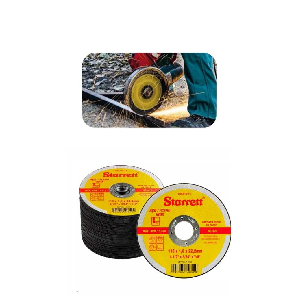 DISCO DE CORTE STARRETT METAL-AÇO-INOX KIT 12 UNIDADES