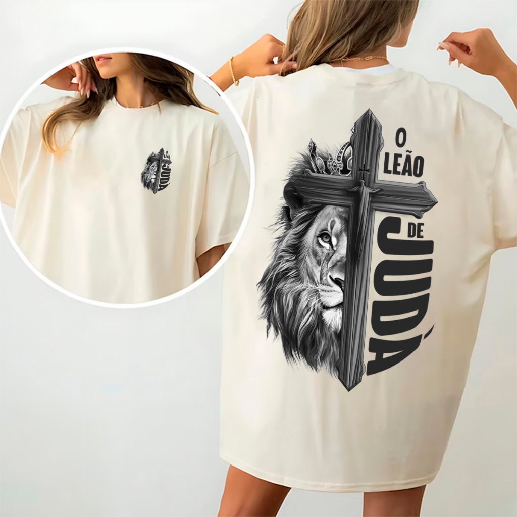 Camiseta T-shirt ou Oversized Feminina Estampa Gospel Cristo Malha Premium em Oferta na Shopee