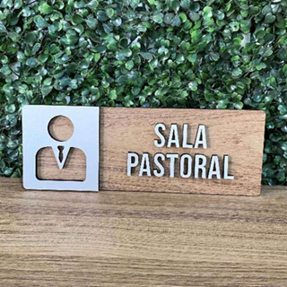 Placa de sinalização Sala Pastoral em mdf em Oferta na Shopee