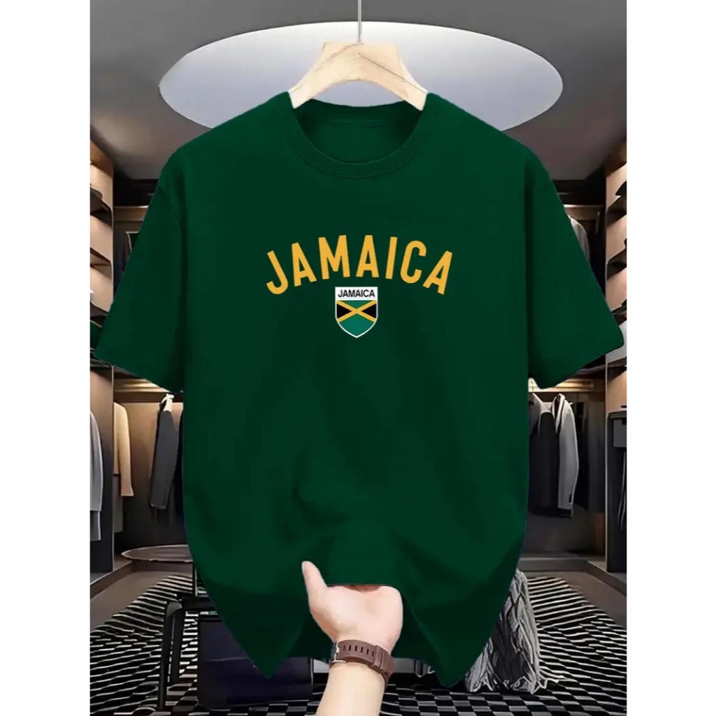 Camisa Masculina Basica 100% algodao Estampa Jamaica País Camiseta De Homem Casual