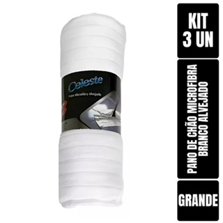 Pano De Chão Microfibra Alvejado 80cm X 50cm Celeste Kit 3 Unidades em Oferta na Shopee