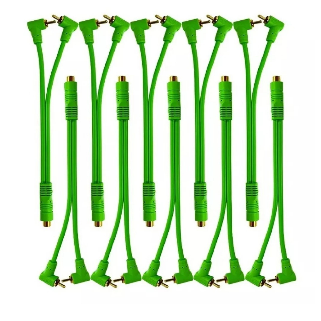 Kit 10 Cabo Rca Y 2 macho/1femea 100 PRO Verde Emborrachado Technoise 5mm