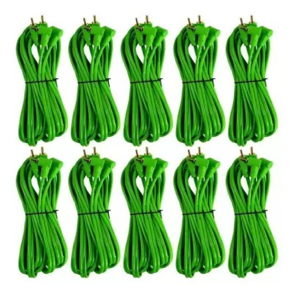 Kit Rca 10 Cabo Rca 5 Metros Technoise 100 Pró Verde Emborrachado 5mm