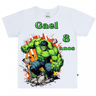 Camiseta infantil hulk personalizada com nome e idade aniversário presente infantil herói em Oferta na Shopee
