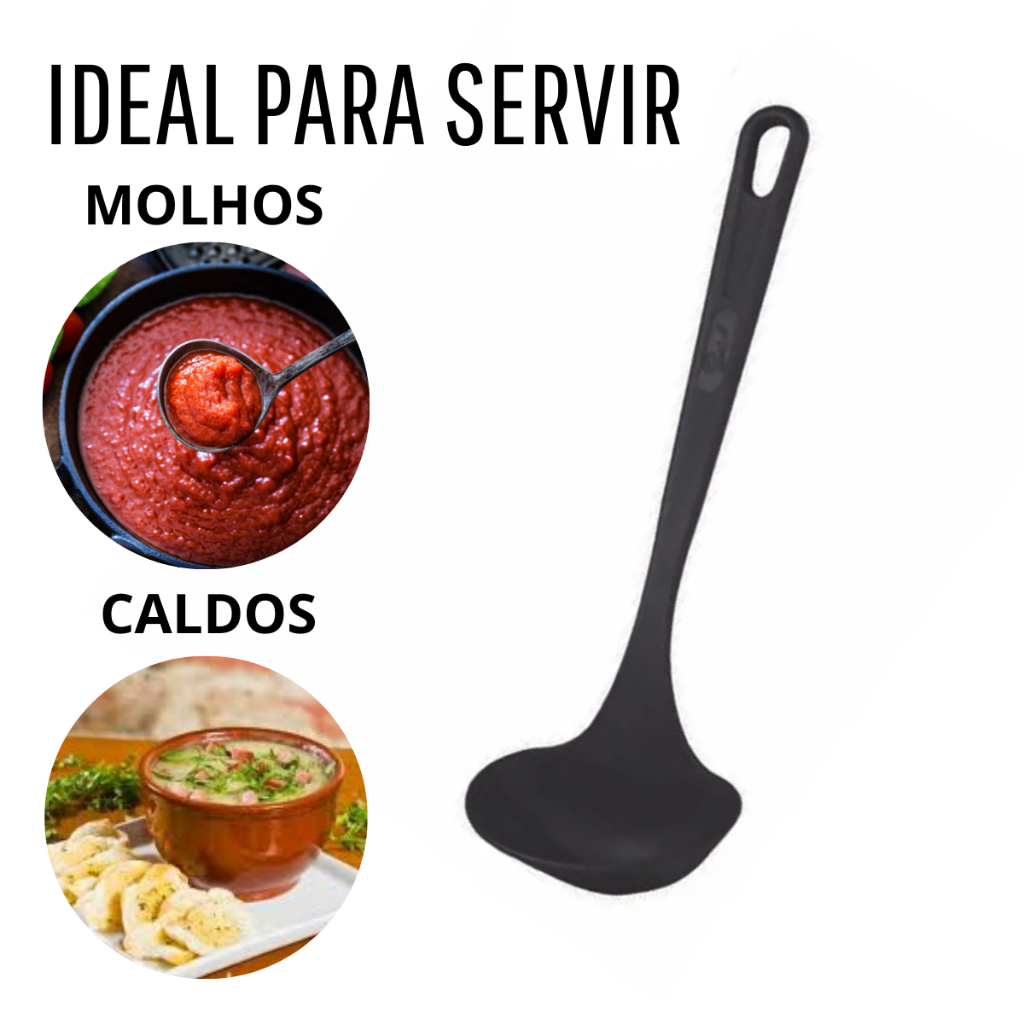 Concha de Feijão Feijoada Para Cozinha de Nylon Profissional Preta