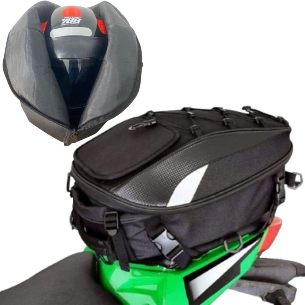 Kit Bau Bauleta Mochila para Motos 37L + Bolsa Porta Capacete Academia Compras Esportivo