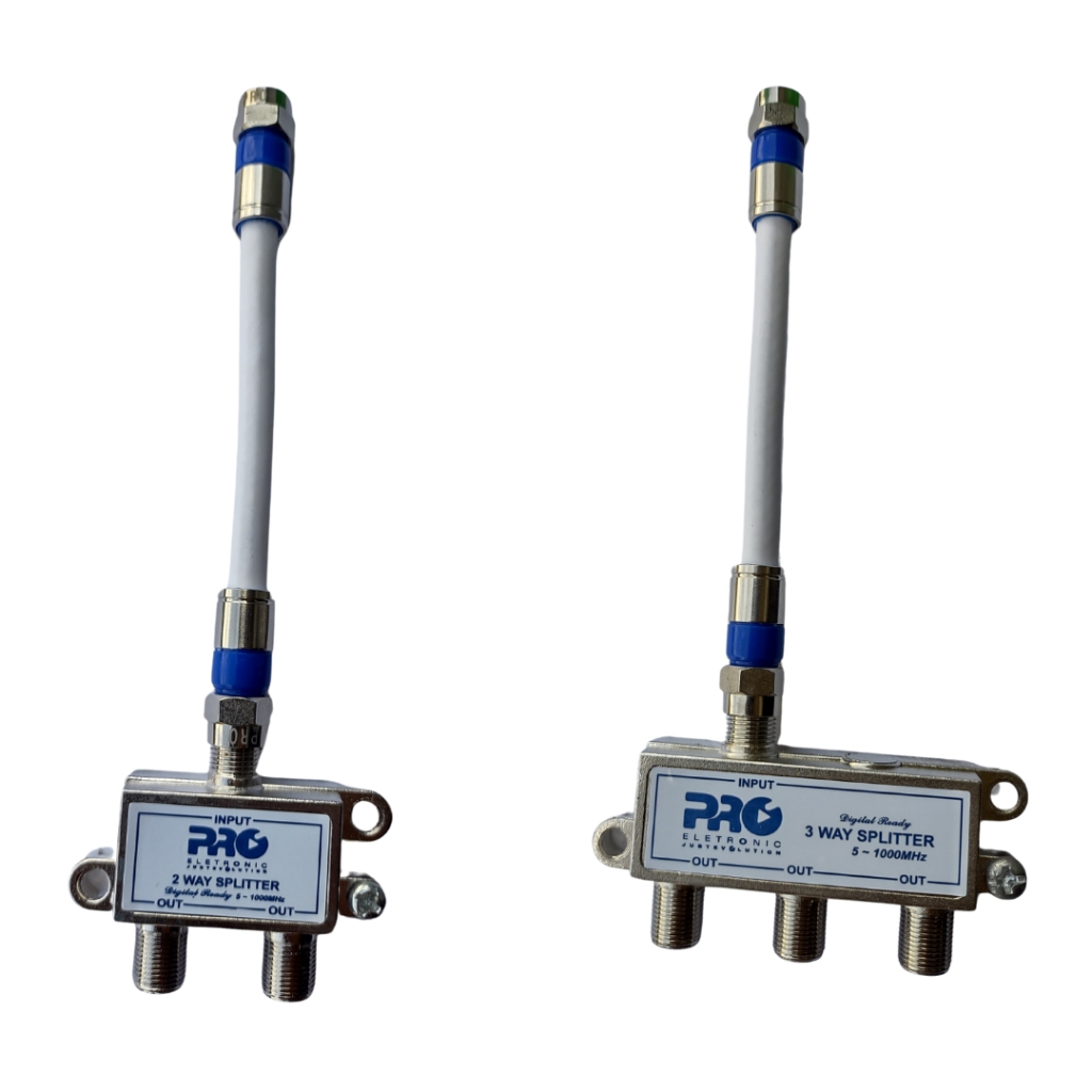 Divisor de Sinal para antena de tv com 2 ou 3 Saidas 5-1000 Mhz splitter + Adaptador - Proeletronic