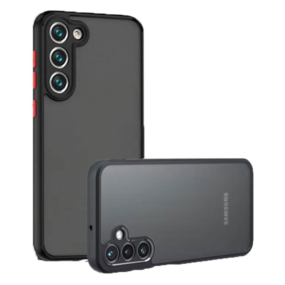 Capa Protetora Anti-Impacto para Samsung Galaxy A55 5G, Preta Translúcida com Proteção de Câmera