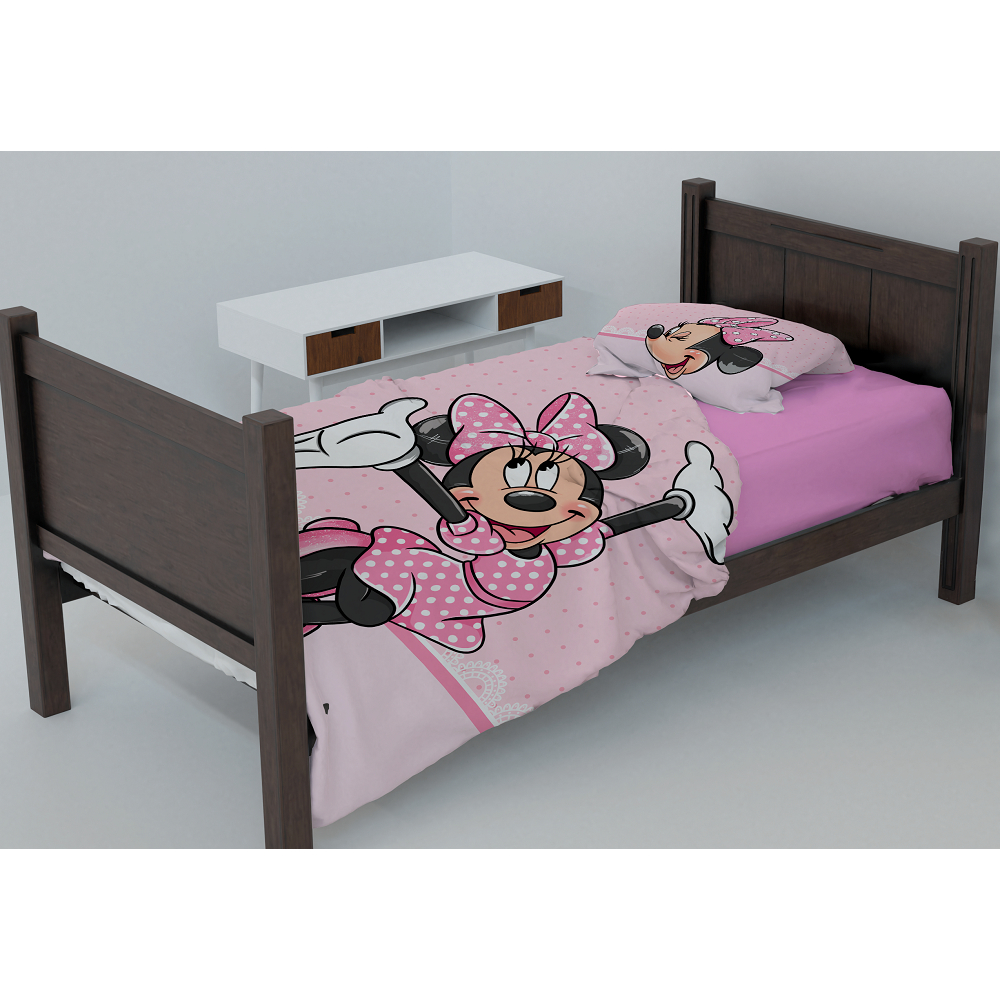 JOGO DE LENÇOL INFANTIL MINNIE LAÇO GLITTER COBRE LEITO LENÇOL DE CIMA - LSE3