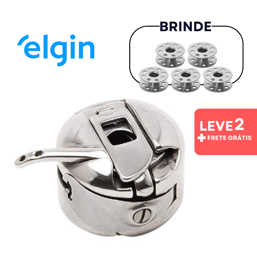 Caixa Bobina Elgin BC-HA1 Doméstica + 5 Bobinas Carretilhas Altas Elgin Vigorelli Costura Doméstica